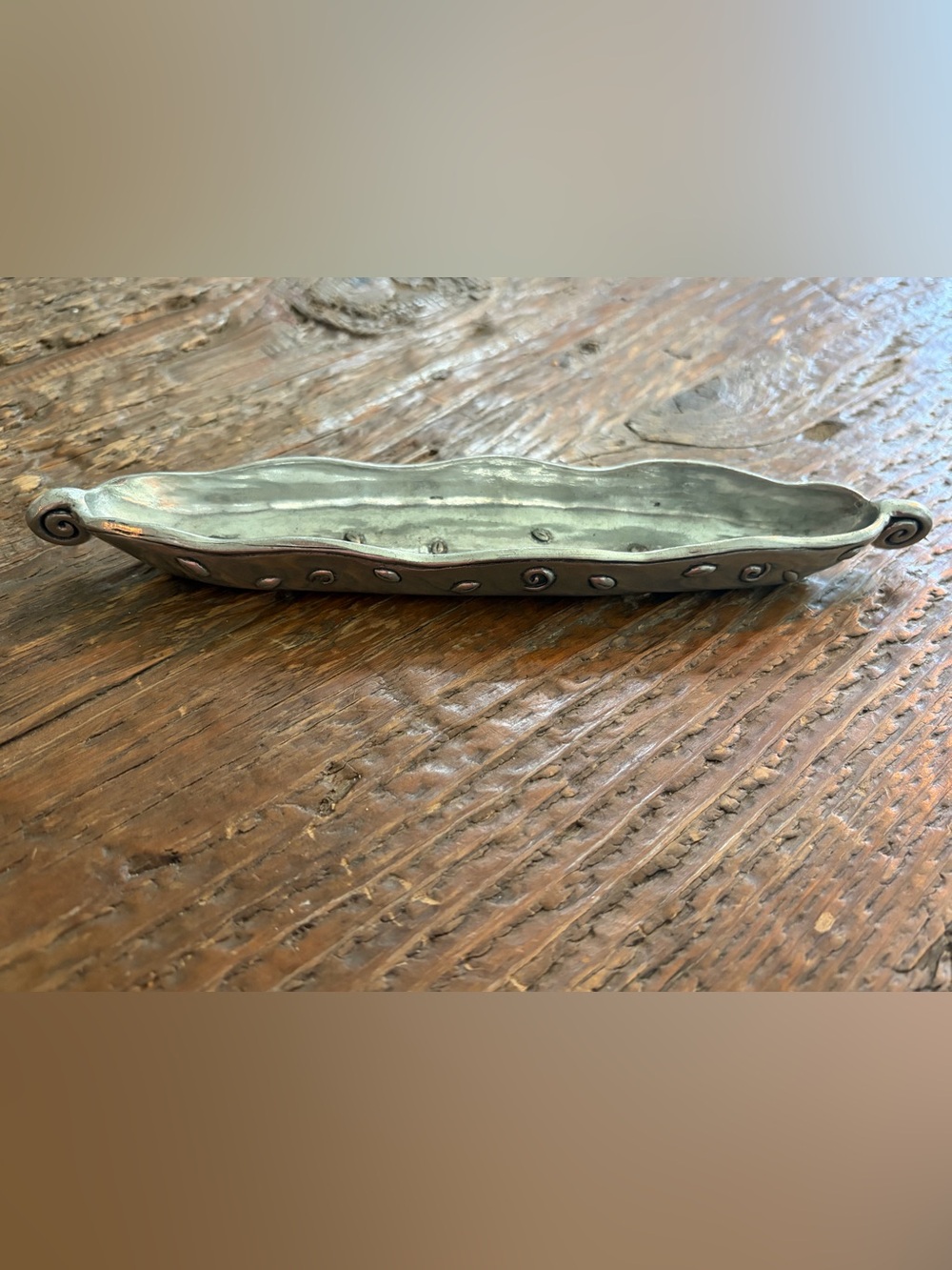 Handmade VTG Hand-Forged Pewter Aperitif Plate signed